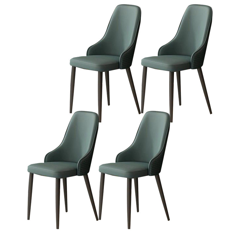 Contemporary Modern Metal Indoor-Outdoor Side Chair Solid Back Chair Green Set of 4 Clearhalo 'Dining Chairs' 'Dining Tables & Seating' 'dining_chair' 'Furniture' 'furniture_dining_chair' 'Kitchen & Dining Furniture' 4770251