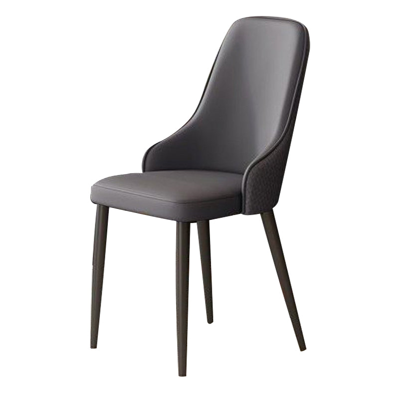 Contemporary Modern Metal Indoor-Outdoor Side Chair Solid Back Chair Grey 1 Piece Clearhalo 'Dining Chairs' 'Dining Tables & Seating' 'dining_chair' 'Furniture' 'furniture_dining_chair' 'Kitchen & Dining Furniture' 4770253