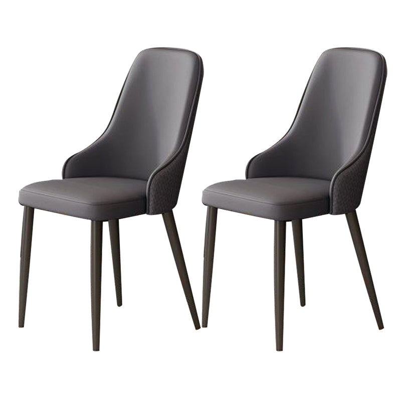 Contemporary Modern Metal Indoor-Outdoor Side Chair Solid Back Chair Grey Set of 2 Clearhalo 'Dining Chairs' 'Dining Tables & Seating' 'dining_chair' 'Furniture' 'furniture_dining_chair' 'Kitchen & Dining Furniture' 4770255