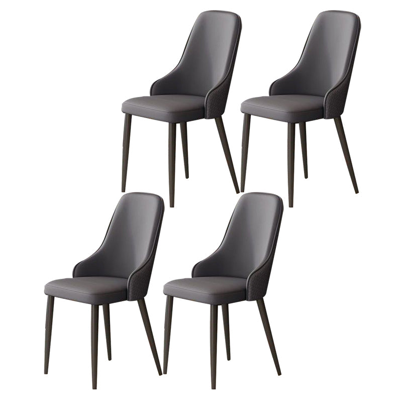 Contemporary Modern Metal Indoor-Outdoor Side Chair Solid Back Chair Grey Set of 4 Clearhalo 'Dining Chairs' 'Dining Tables & Seating' 'dining_chair' 'Furniture' 'furniture_dining_chair' 'Kitchen & Dining Furniture' 4770257