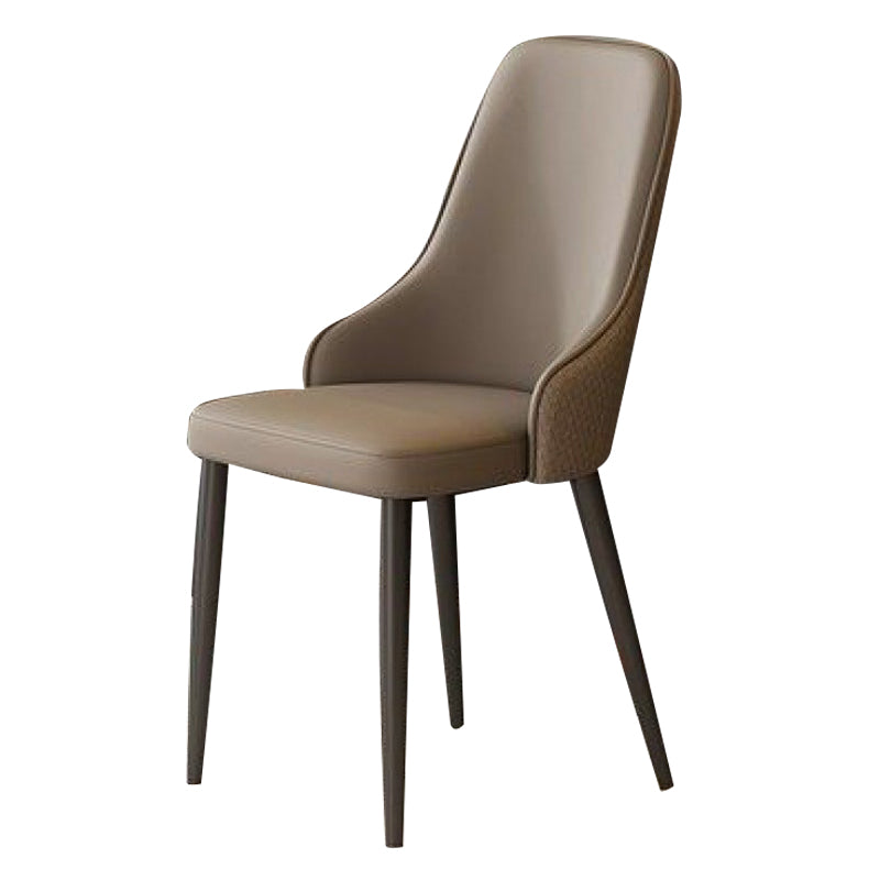 Contemporary Modern Metal Indoor-Outdoor Side Chair Solid Back Chair Brown 1 Piece Clearhalo 'Dining Chairs' 'Dining Tables & Seating' 'dining_chair' 'Furniture' 'furniture_dining_chair' 'Kitchen & Dining Furniture' 4770258