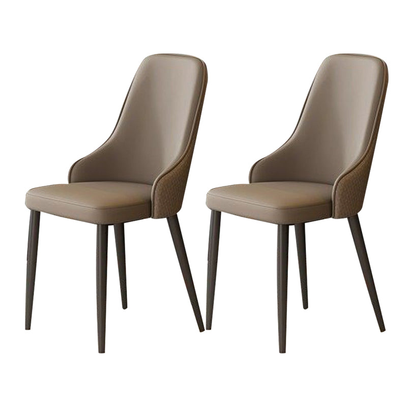 Contemporary Modern Metal Indoor-Outdoor Side Chair Solid Back Chair Brown Set of 2 Clearhalo 'Dining Chairs' 'Dining Tables & Seating' 'dining_chair' 'Furniture' 'furniture_dining_chair' 'Kitchen & Dining Furniture' 4770260