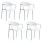 Contemporary Stackable Chair Open Back Kitchen Arm Chair with Plastic Legs White Set of 4 Clearhalo 'Dining Chairs' 'Dining Tables & Seating' 'dining_chair' 'Furniture' 'furniture_dining_chair' 'Kitchen & Dining Furniture' 4770267