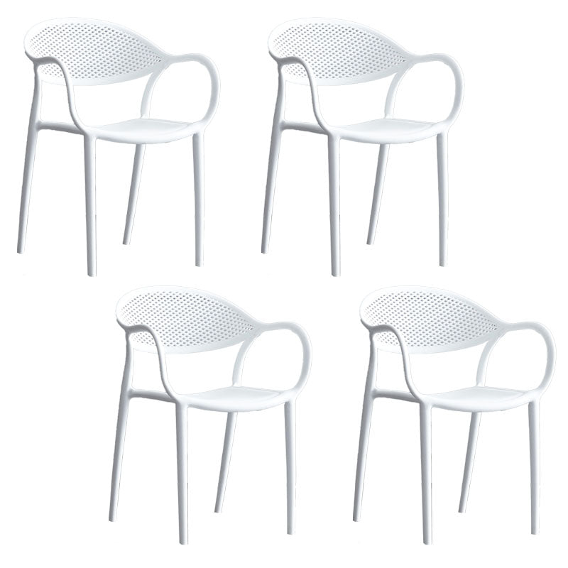 Contemporary Stackable Chair Open Back Kitchen Arm Chair with Plastic Legs White Set of 4 Clearhalo 'Dining Chairs' 'Dining Tables & Seating' 'dining_chair' 'Furniture' 'furniture_dining_chair' 'Kitchen & Dining Furniture' 4770267