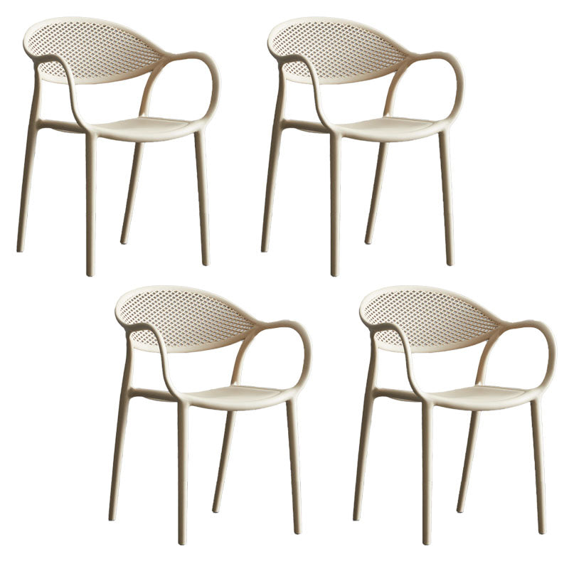 Contemporary Stackable Chair Open Back Kitchen Arm Chair with Plastic Legs Camel Set of 4 Clearhalo 'Dining Chairs' 'Dining Tables & Seating' 'dining_chair' 'Furniture' 'furniture_dining_chair' 'Kitchen & Dining Furniture' 4770280