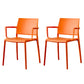 Scandinavian Plastic Dining Arm Side Chairs Solid Back Chair Orange 2 Piece Set Clearhalo 'Dining Chairs' 'Dining Tables & Seating' 'dining_chair' 'furn' 'furn_dining_chair' 'Furniture' 'furniture_dining_chair' 'Kitchen & Dining Furniture' 4770290