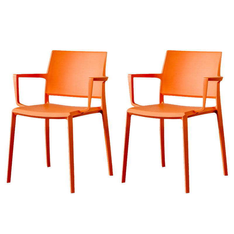 Scandinavian Plastic Dining Arm Side Chairs Solid Back Chair Orange 2 Piece Set Clearhalo 'Dining Chairs' 'Dining Tables & Seating' 'dining_chair' 'furn' 'furn_dining_chair' 'Furniture' 'furniture_dining_chair' 'Kitchen & Dining Furniture' 4770290