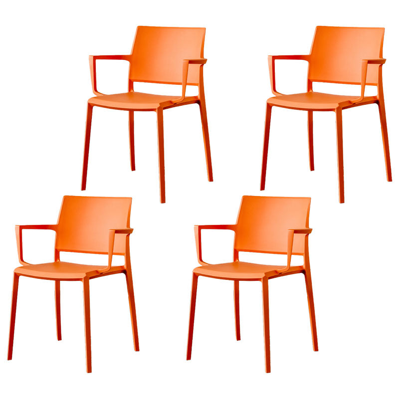 Scandinavian Plastic Dining Arm Side Chairs Solid Back Chair Orange 4 Piece Set Clearhalo 'Dining Chairs' 'Dining Tables & Seating' 'dining_chair' 'furn' 'furn_dining_chair' 'Furniture' 'furniture_dining_chair' 'Kitchen & Dining Furniture' 4770291