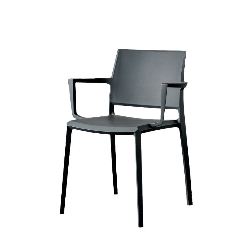 Scandinavian Plastic Dining Arm Side Chairs Solid Back Chair Dark Gray 1 Piece Clearhalo 'Dining Chairs' 'Dining Tables & Seating' 'dining_chair' 'furn' 'furn_dining_chair' 'Furniture' 'furniture_dining_chair' 'Kitchen & Dining Furniture' 4770293