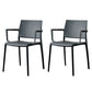 Scandinavian Plastic Dining Arm Side Chairs Solid Back Chair Dark Gray 2 Piece Set Clearhalo 'Dining Chairs' 'Dining Tables & Seating' 'dining_chair' 'furn' 'furn_dining_chair' 'Furniture' 'furniture_dining_chair' 'Kitchen & Dining Furniture' 4770296