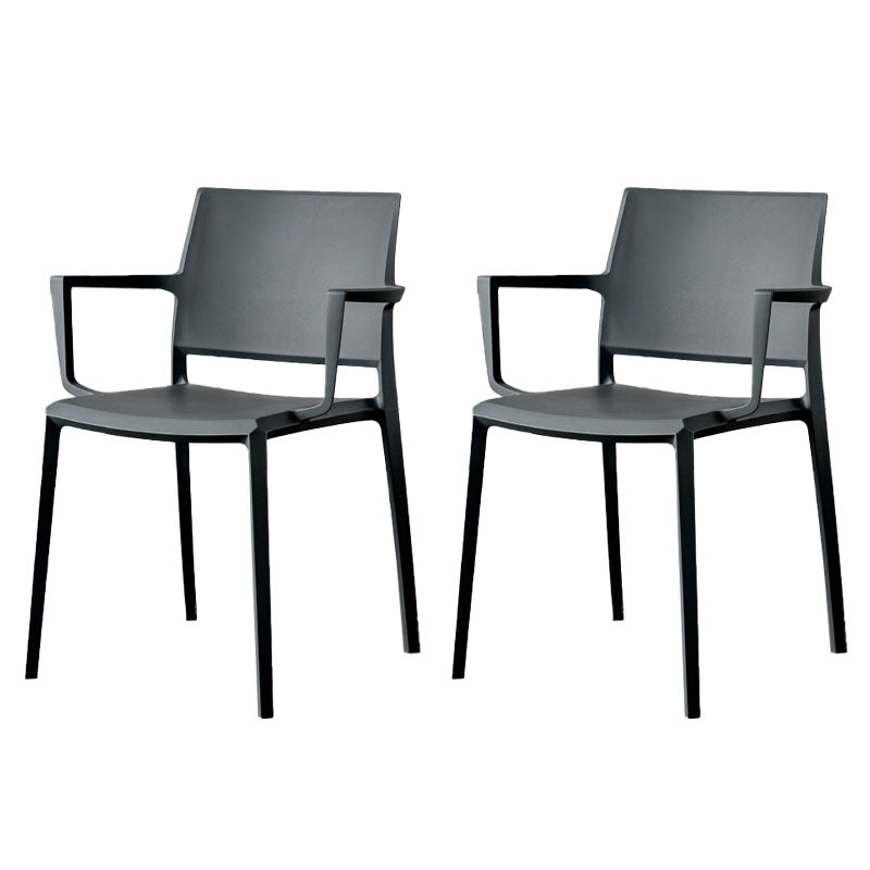 Scandinavian Plastic Dining Arm Side Chairs Solid Back Chair Dark Gray 2 Piece Set Clearhalo 'Dining Chairs' 'Dining Tables & Seating' 'dining_chair' 'furn' 'furn_dining_chair' 'Furniture' 'furniture_dining_chair' 'Kitchen & Dining Furniture' 4770296