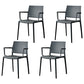 Scandinavian Plastic Dining Arm Side Chairs Solid Back Chair Dark Gray 4 Piece Set Clearhalo 'Dining Chairs' 'Dining Tables & Seating' 'dining_chair' 'furn' 'furn_dining_chair' 'Furniture' 'furniture_dining_chair' 'Kitchen & Dining Furniture' 4770298