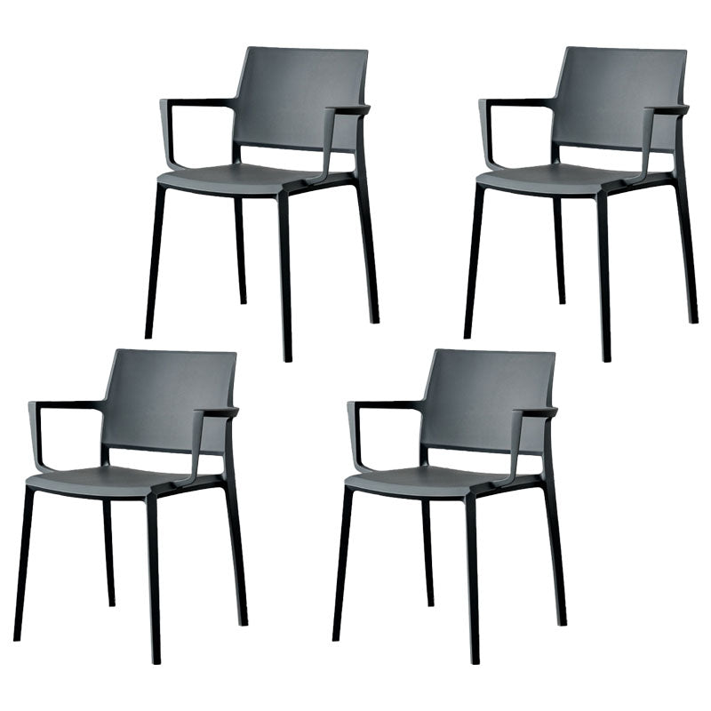 Scandinavian Plastic Dining Arm Side Chairs Solid Back Chair Dark Gray 4 Piece Set Clearhalo 'Dining Chairs' 'Dining Tables & Seating' 'dining_chair' 'furn' 'furn_dining_chair' 'Furniture' 'furniture_dining_chair' 'Kitchen & Dining Furniture' 4770298