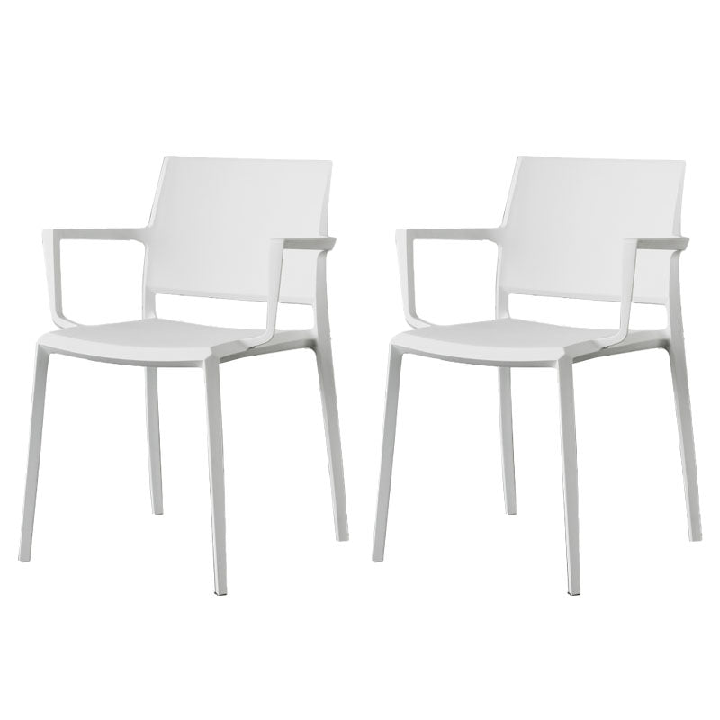 Scandinavian Plastic Dining Arm Side Chairs Solid Back Chair White 2 Piece Set Clearhalo 'Dining Chairs' 'Dining Tables & Seating' 'dining_chair' 'furn' 'furn_dining_chair' 'Furniture' 'furniture_dining_chair' 'Kitchen & Dining Furniture' 4770301