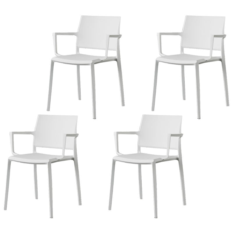Scandinavian Plastic Dining Arm Side Chairs Solid Back Chair White 4 Piece Set Clearhalo 'Dining Chairs' 'Dining Tables & Seating' 'dining_chair' 'furn' 'furn_dining_chair' 'Furniture' 'furniture_dining_chair' 'Kitchen & Dining Furniture' 4770304