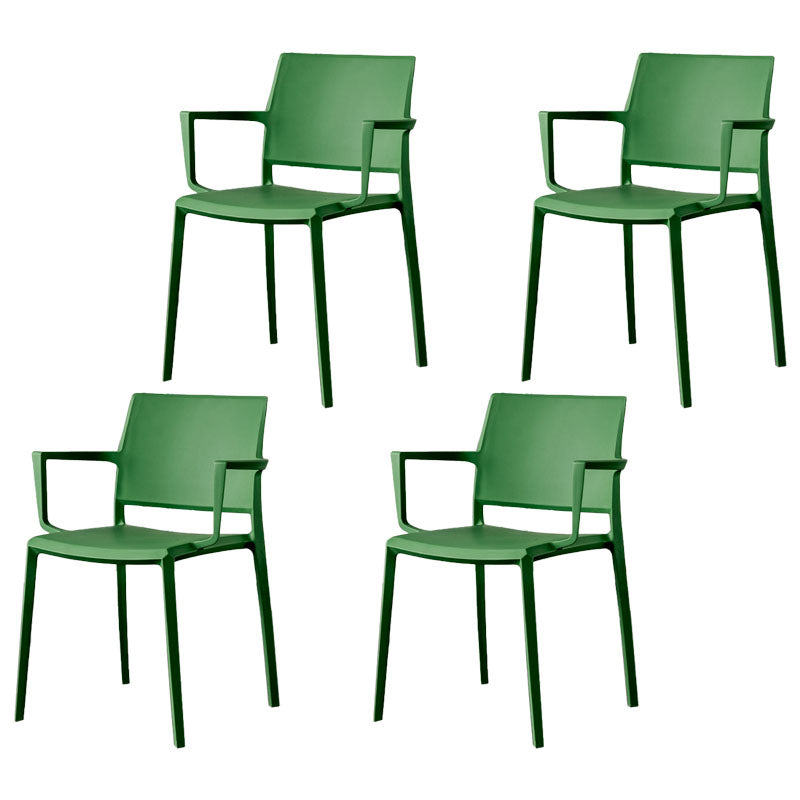 Scandinavian Plastic Dining Arm Side Chairs Solid Back Chair Dark Green 4 Piece Set Clearhalo 'Dining Chairs' 'Dining Tables & Seating' 'dining_chair' 'furn' 'furn_dining_chair' 'Furniture' 'furniture_dining_chair' 'Kitchen & Dining Furniture' 4770310