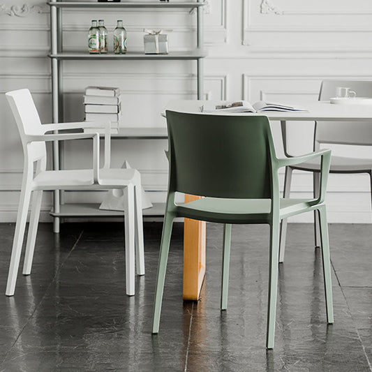 Scandinavian Plastic Dining Arm Side Chairs Solid Back Chair Clearhalo 'Dining Chairs' 'Dining Tables & Seating' 'dining_chair' 'furn' 'furn_dining_chair' 'Furniture' 'furniture_dining_chair' 'Kitchen & Dining Furniture' 4770311