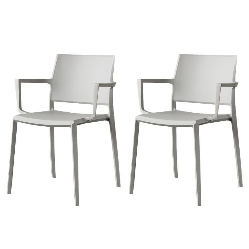 Scandinavian Plastic Dining Arm Side Chairs Solid Back Chair Light Gray 2 Piece Set Clearhalo 'Dining Chairs' 'Dining Tables & Seating' 'dining_chair' 'furn' 'furn_dining_chair' 'Furniture' 'furniture_dining_chair' 'Kitchen & Dining Furniture' 4770313