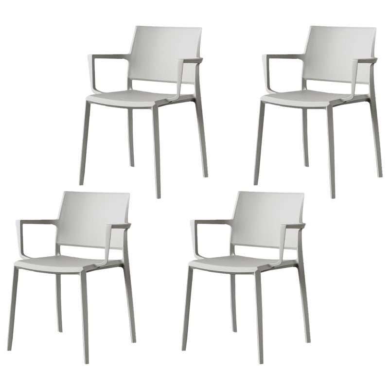 Scandinavian Plastic Dining Arm Side Chairs Solid Back Chair Light Gray 4 Piece Set Clearhalo 'Dining Chairs' 'Dining Tables & Seating' 'dining_chair' 'furn' 'furn_dining_chair' 'Furniture' 'furniture_dining_chair' 'Kitchen & Dining Furniture' 4770315