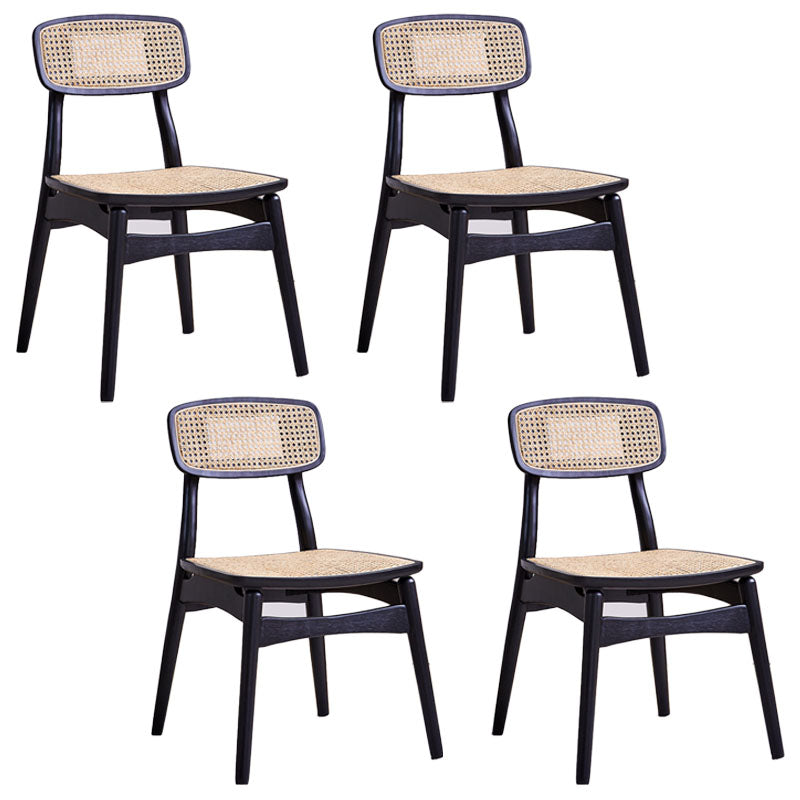 Scandinavian Armless Solid Back Chair Wood Dining Side Chair Black 4 Piece Set Clearhalo 'Dining Chairs' 'Dining Tables & Seating' 'dining_chair' 'furn' 'furn_dining_chair' 'Furniture' 'furniture_dining_chair' 'Kitchen & Dining Furniture' 4770337