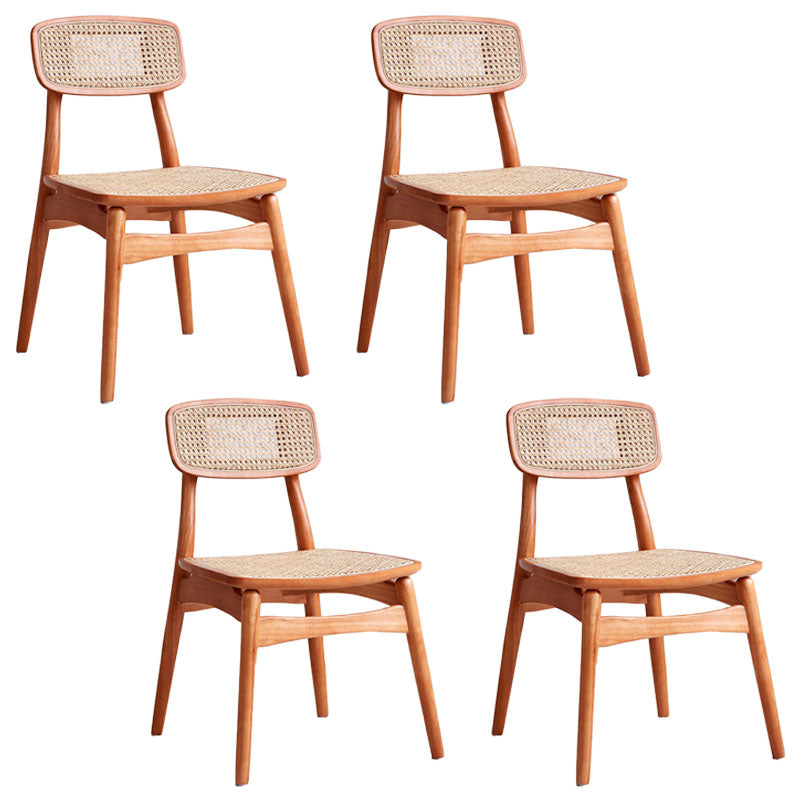 Scandinavian Armless Solid Back Chair Wood Dining Side Chair Red Brown 4 Piece Set Clearhalo 'Dining Chairs' 'Dining Tables & Seating' 'dining_chair' 'furn' 'furn_dining_chair' 'Furniture' 'furniture_dining_chair' 'Kitchen & Dining Furniture' 4770345
