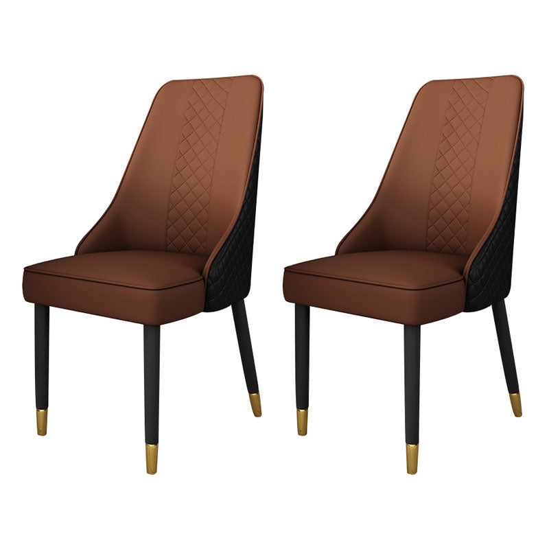 Scandinavian Style Leather Dining Chairs for Kitchen Armless Solid Back Chair Coffee 2 Piece Set Clearhalo 'Dining Chairs' 'Dining Tables & Seating' 'dining_chair' 'furn' 'furn_dining_chair' 'Furniture' 'furniture_dining_chair' 'Kitchen & Dining Furniture' 4770352