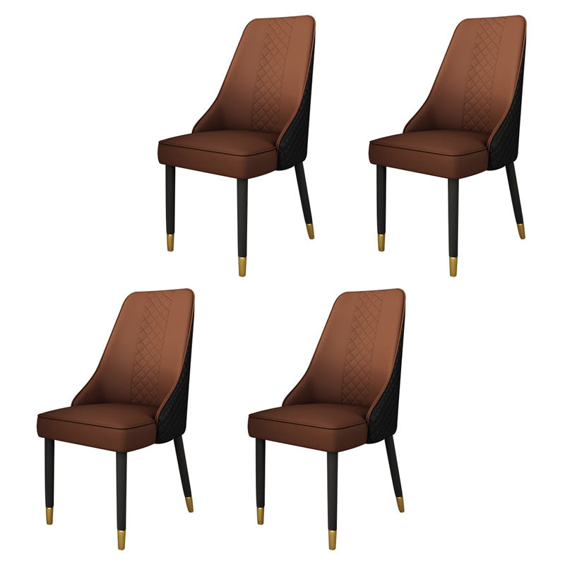 Scandinavian Style Leather Dining Chairs for Kitchen Armless Solid Back Chair Coffee 4 Piece Set Clearhalo 'Dining Chairs' 'Dining Tables & Seating' 'dining_chair' 'furn' 'furn_dining_chair' 'Furniture' 'furniture_dining_chair' 'Kitchen & Dining Furniture' 4770354