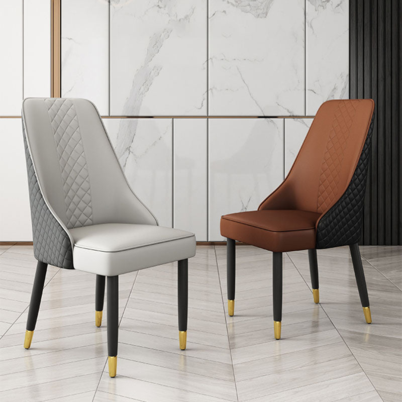 Scandinavian Style Leather Dining Chairs for Kitchen Armless Solid Back Chair Clearhalo 'Dining Chairs' 'Dining Tables & Seating' 'dining_chair' 'furn' 'furn_dining_chair' 'Furniture' 'furniture_dining_chair' 'Kitchen & Dining Furniture' 4770357