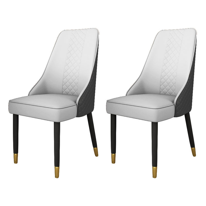 Scandinavian Style Leather Dining Chairs for Kitchen Armless Solid Back Chair Off-White 2 Piece Set Clearhalo 'Dining Chairs' 'Dining Tables & Seating' 'dining_chair' 'furn' 'furn_dining_chair' 'Furniture' 'furniture_dining_chair' 'Kitchen & Dining Furniture' 4770358