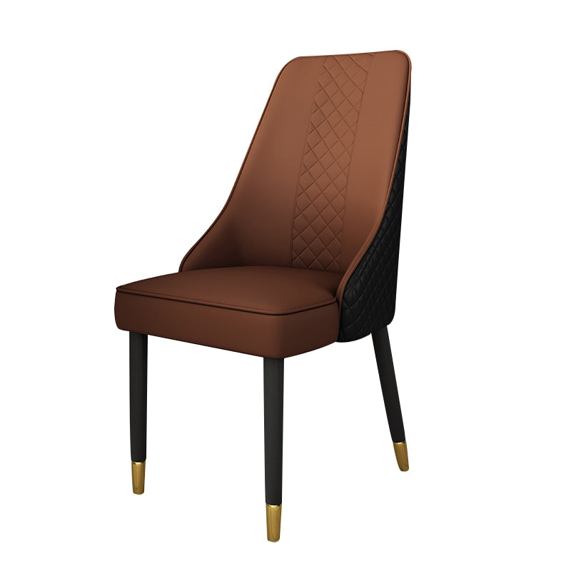 Scandinavian Style Leather Dining Chairs for Kitchen Armless Solid Back Chair Clearhalo 'Dining Chairs' 'Dining Tables & Seating' 'dining_chair' 'furn' 'furn_dining_chair' 'Furniture' 'furniture_dining_chair' 'Kitchen & Dining Furniture' 4770359