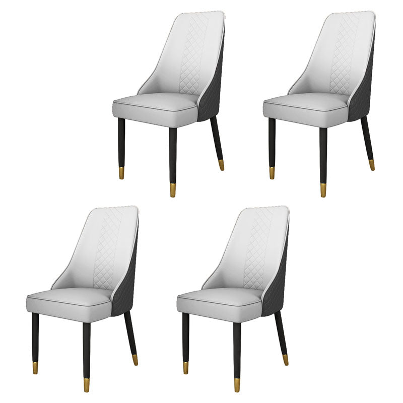 Scandinavian Style Leather Dining Chairs for Kitchen Armless Solid Back Chair Off-White 4 Piece Set Clearhalo 'Dining Chairs' 'Dining Tables & Seating' 'dining_chair' 'furn' 'furn_dining_chair' 'Furniture' 'furniture_dining_chair' 'Kitchen & Dining Furniture' 4770360