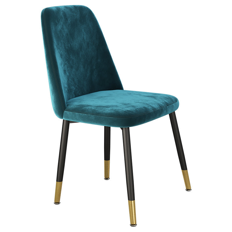Scandinavian Style Upholstered Dining Chairs Solid Back Chair for Home Peacock Blue 1 Piece Clearhalo 'Dining Chairs' 'Dining Tables & Seating' 'dining_chair' 'furn' 'furn_dining_chair' 'Furniture' 'furniture_dining_chair' 'Kitchen & Dining Furniture' 4770382