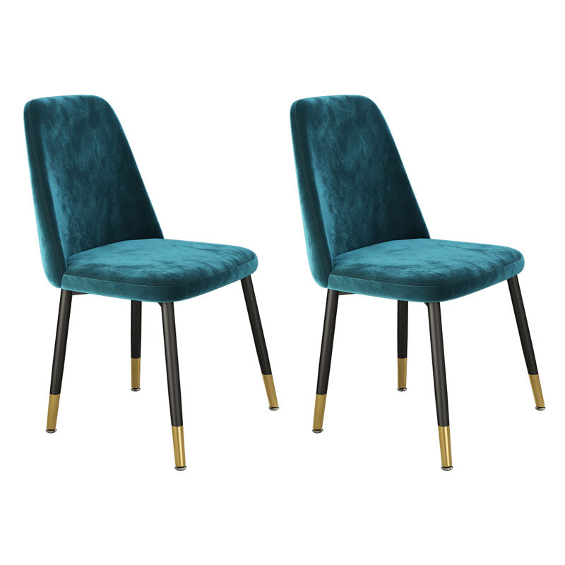 Scandinavian Style Upholstered Dining Chairs Solid Back Chair for Home Peacock Blue 2 Piece Set Clearhalo 'Dining Chairs' 'Dining Tables & Seating' 'dining_chair' 'furn' 'furn_dining_chair' 'Furniture' 'furniture_dining_chair' 'Kitchen & Dining Furniture' 4770383