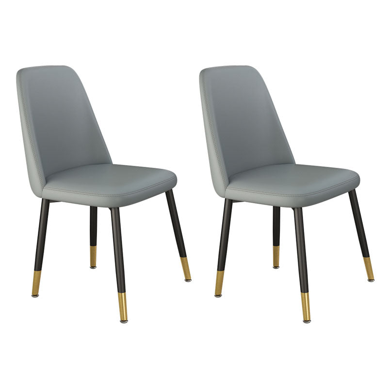 Scandinavian Style Upholstered Dining Chairs Solid Back Chair for Home Grey 2 Piece Set Clearhalo 'Dining Chairs' 'Dining Tables & Seating' 'dining_chair' 'furn' 'furn_dining_chair' 'Furniture' 'furniture_dining_chair' 'Kitchen & Dining Furniture' 4770390