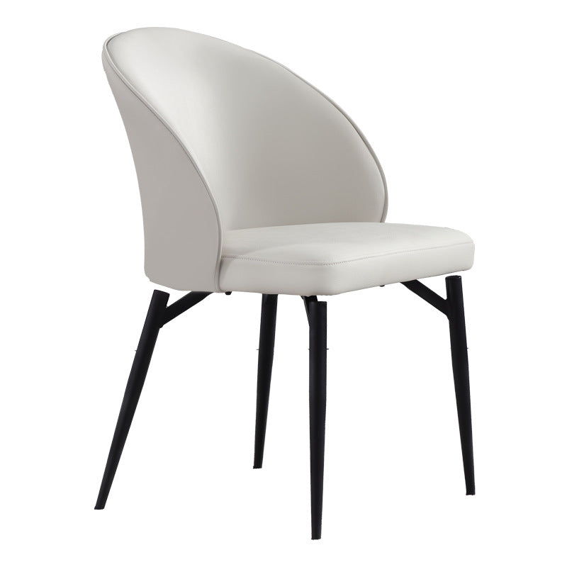 Contemporary Style Dining Chairs Kitchen Armless Chairs with Metal Legs Off-White 1 Piece Clearhalo 'Dining Chairs' 'Dining Tables & Seating' 'dining_chair' 'Furniture' 'furniture_dining_chair' 'Kitchen & Dining Furniture' 4770416