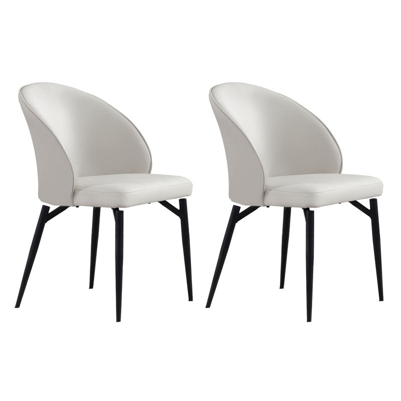 Contemporary Style Dining Chairs Kitchen Armless Chairs with Metal Legs Off-White Set of 2 Clearhalo 'Dining Chairs' 'Dining Tables & Seating' 'dining_chair' 'Furniture' 'furniture_dining_chair' 'Kitchen & Dining Furniture' 4770418