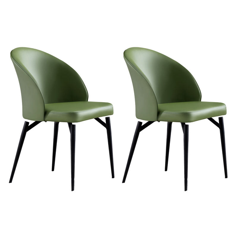 Contemporary Style Dining Chairs Kitchen Armless Chairs with Metal Legs Blackish Green Set of 2 Clearhalo 'Dining Chairs' 'Dining Tables & Seating' 'dining_chair' 'Furniture' 'furniture_dining_chair' 'Kitchen & Dining Furniture' 4770423