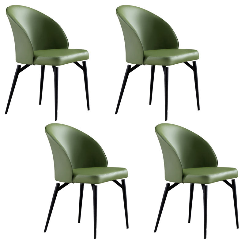 Contemporary Style Dining Chairs Kitchen Armless Chairs with Metal Legs Blackish Green Set of 4 Clearhalo 'Dining Chairs' 'Dining Tables & Seating' 'dining_chair' 'Furniture' 'furniture_dining_chair' 'Kitchen & Dining Furniture' 4770425