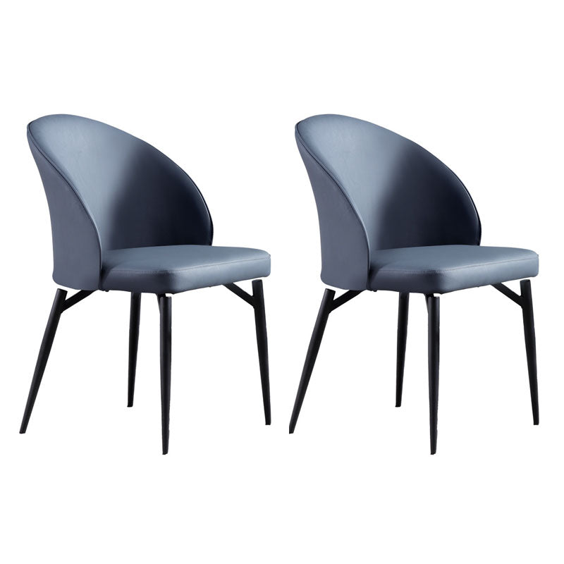 Contemporary Style Dining Chairs Kitchen Armless Chairs with Metal Legs Royal Blue Set of 2 Clearhalo 'Dining Chairs' 'Dining Tables & Seating' 'dining_chair' 'Furniture' 'furniture_dining_chair' 'Kitchen & Dining Furniture' 4770429