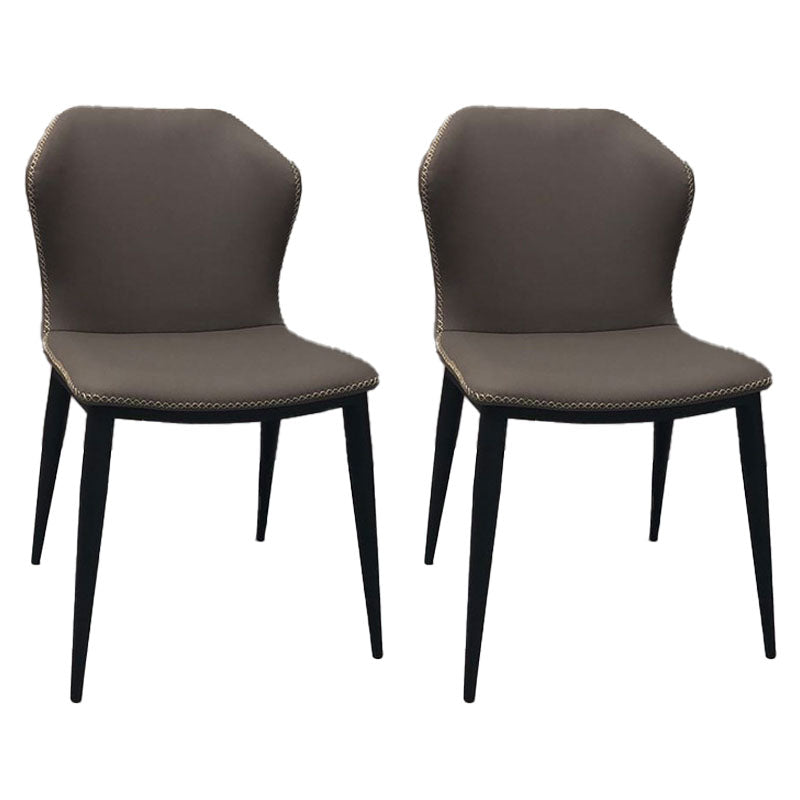 Contemporary Style Dining Chair Kitchen Armless Wingback Chairs with Metal Legs Dark Gray 2 Piece Set Clearhalo 'Dining Chairs' 'Dining Tables & Seating' 'dining_chair' 'furn' 'furn_dining_chair' 'Furniture' 'furniture_dining_chair' 'Kitchen & Dining Furniture' 4770435