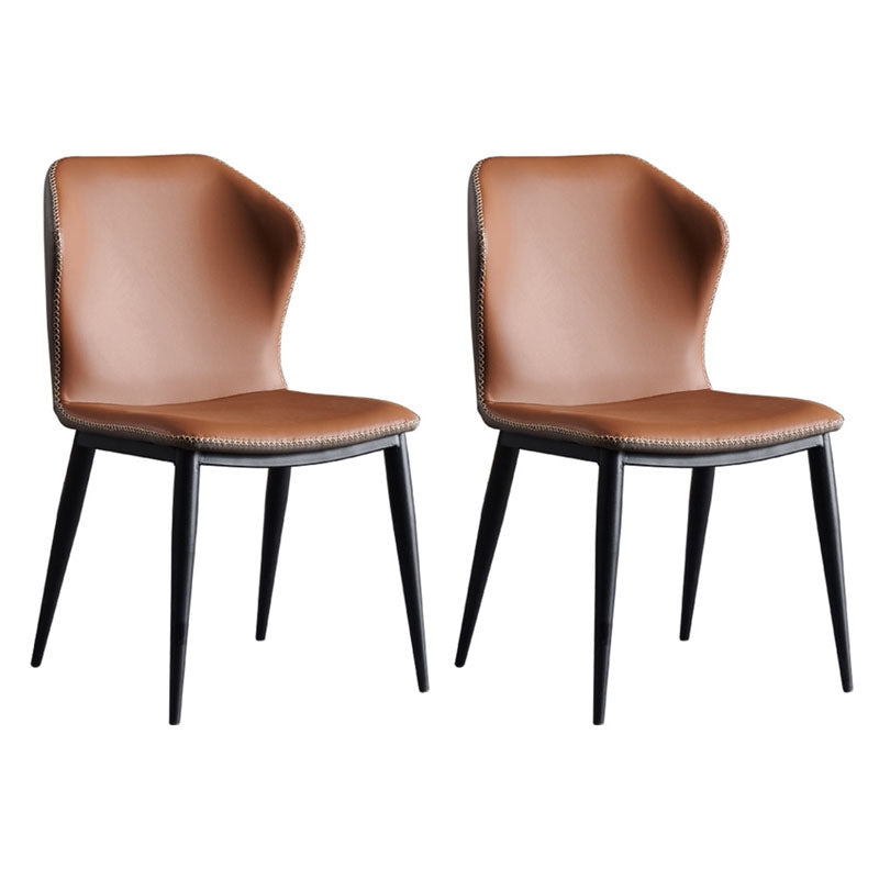 Contemporary Style Dining Chair Kitchen Armless Wingback Chairs with Metal Legs Coffee 2 Piece Set Clearhalo 'Dining Chairs' 'Dining Tables & Seating' 'dining_chair' 'furn' 'furn_dining_chair' 'Furniture' 'furniture_dining_chair' 'Kitchen & Dining Furniture' 4770436