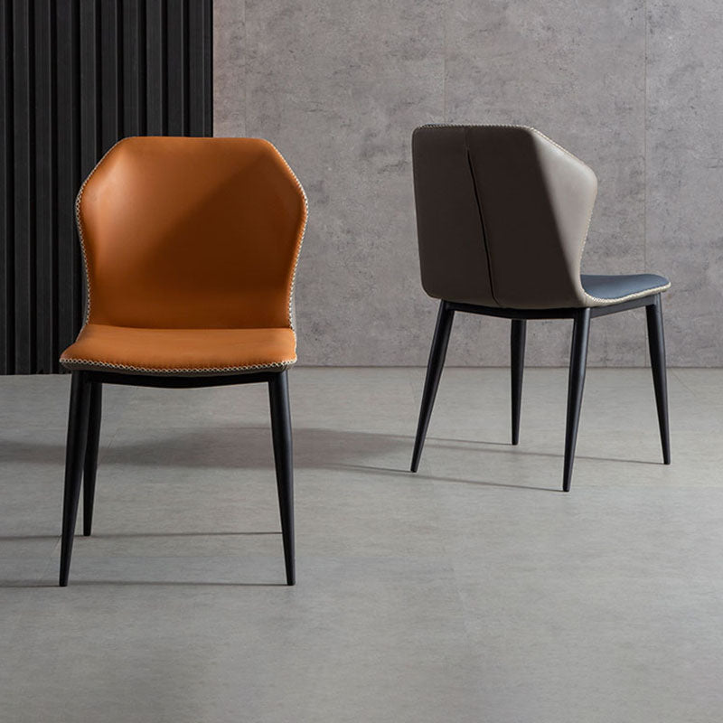 Contemporary Style Dining Chair Kitchen Armless Wingback Chairs with Metal Legs Clearhalo 'Dining Chairs' 'Dining Tables & Seating' 'dining_chair' 'furn' 'furn_dining_chair' 'Furniture' 'furniture_dining_chair' 'Kitchen & Dining Furniture' 4770439