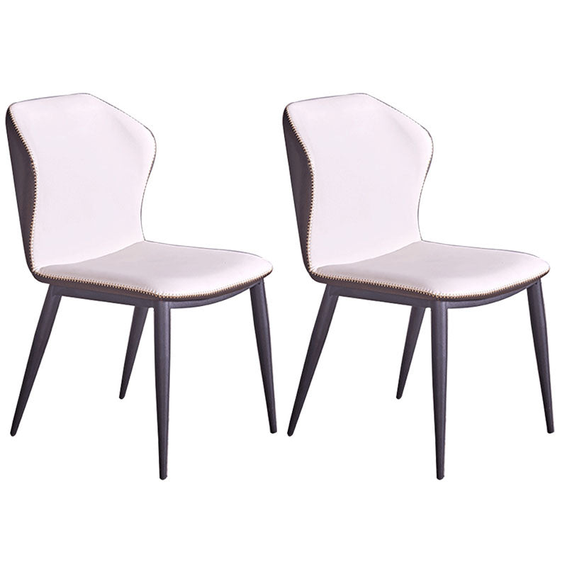 Contemporary Style Dining Chair Kitchen Armless Wingback Chairs with Metal Legs White 2 Piece Set Clearhalo 'Dining Chairs' 'Dining Tables & Seating' 'dining_chair' 'furn' 'furn_dining_chair' 'Furniture' 'furniture_dining_chair' 'Kitchen & Dining Furniture' 4770451