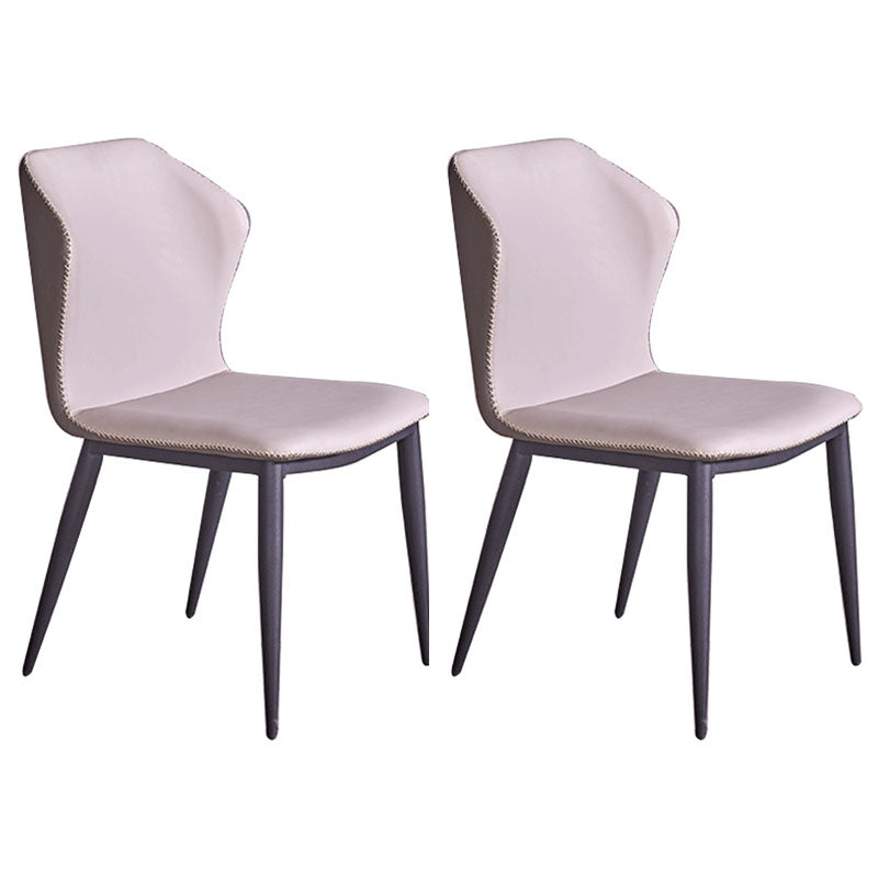 Contemporary Style Dining Chair Kitchen Armless Wingback Chairs with Metal Legs Light Gray 2 Piece Set Clearhalo 'Dining Chairs' 'Dining Tables & Seating' 'dining_chair' 'furn' 'furn_dining_chair' 'Furniture' 'furniture_dining_chair' 'Kitchen & Dining Furniture' 4770452
