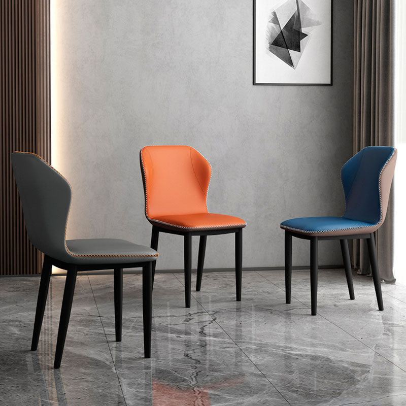 Contemporary Style Dining Chair Kitchen Armless Wingback Chair with Metal Legs Clearhalo 'Dining Chairs' 'Dining Tables & Seating' 'dining_chair' 'furn' 'furn_dining_chair' 'Furniture' 'furniture_dining_chair' 'Kitchen & Dining Furniture' 4770454