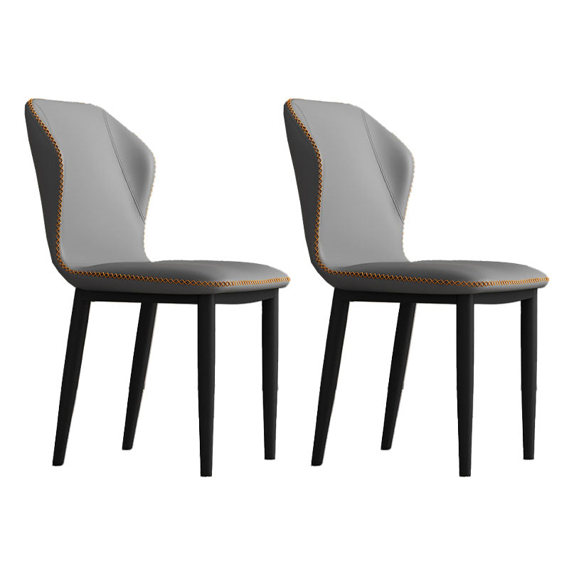 Contemporary Style Dining Chair Kitchen Armless Wingback Chair with Metal Legs Dark Gray 2 Piece Set Clearhalo 'Dining Chairs' 'Dining Tables & Seating' 'dining_chair' 'furn' 'furn_dining_chair' 'Furniture' 'furniture_dining_chair' 'Kitchen & Dining Furniture' 4770455