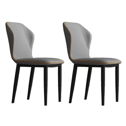Contemporary Style Dining Chair Kitchen Armless Wingback Chair with Metal Legs Dark Gray 2 Piece Set Clearhalo 'Dining Chairs' 'Dining Tables & Seating' 'dining_chair' 'furn' 'furn_dining_chair' 'Furniture' 'furniture_dining_chair' 'Kitchen & Dining Furniture' 4770455