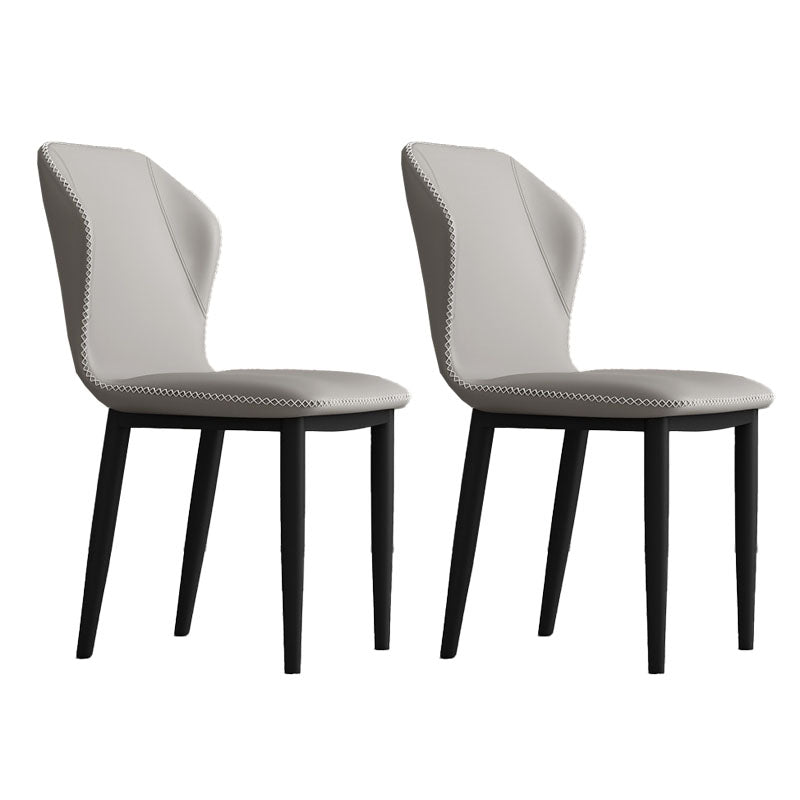 Contemporary Style Dining Chair Kitchen Armless Wingback Chair with Metal Legs Light Gray 2 Piece Set Clearhalo 'Dining Chairs' 'Dining Tables & Seating' 'dining_chair' 'furn' 'furn_dining_chair' 'Furniture' 'furniture_dining_chair' 'Kitchen & Dining Furniture' 4770457