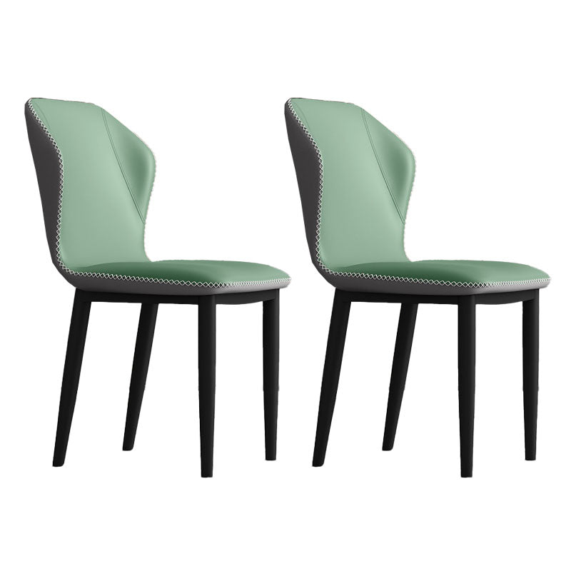 Contemporary Style Dining Chair Kitchen Armless Wingback Chair with Metal Legs Gray-Green 2 Piece Set Clearhalo 'Dining Chairs' 'Dining Tables & Seating' 'dining_chair' 'furn' 'furn_dining_chair' 'Furniture' 'furniture_dining_chair' 'Kitchen & Dining Furniture' 4770468