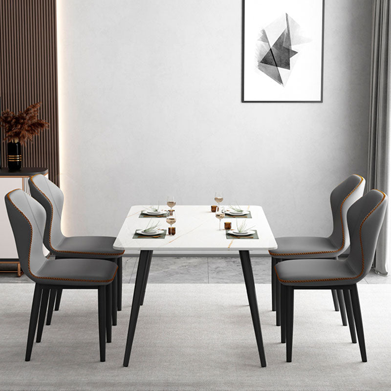 Contemporary Style Dining Chair Kitchen Armless Wingback Chair with Metal Legs Clearhalo 'Dining Chairs' 'Dining Tables & Seating' 'dining_chair' 'furn' 'furn_dining_chair' 'Furniture' 'furniture_dining_chair' 'Kitchen & Dining Furniture' 4770473